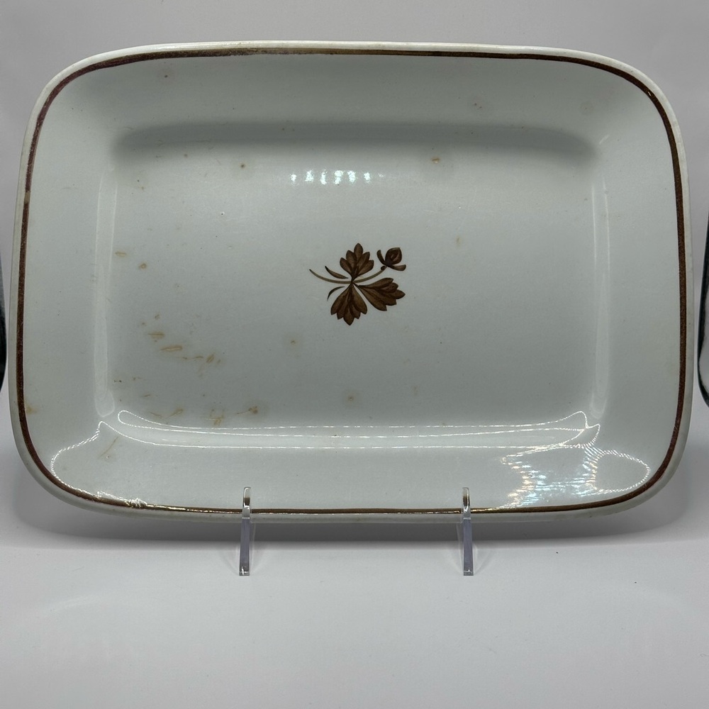 Vintage Royal Ironstone Platter with Copper Tea Leaf Design, Alfred Meakin
